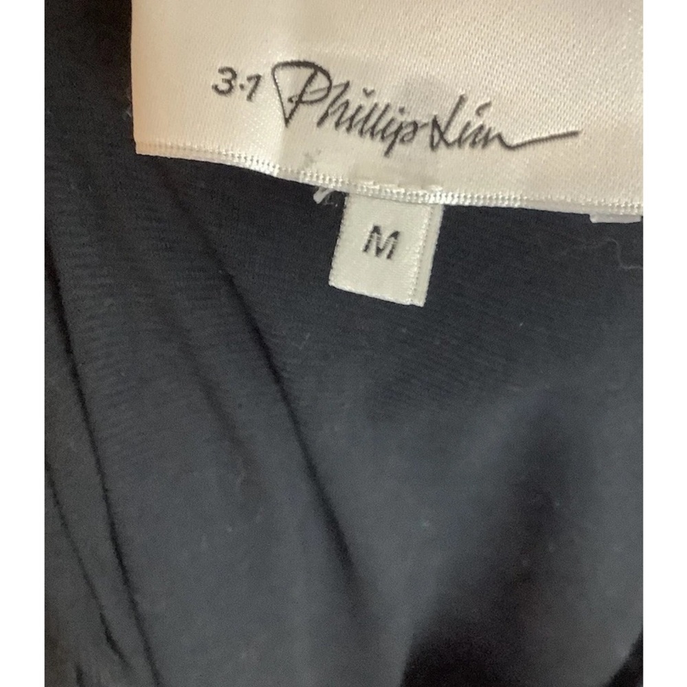 3.1 Phillip Lim Sz M Sheath Ruched Cocktail Dress Black 100% Cotton V Neck - Picture 4 of 5